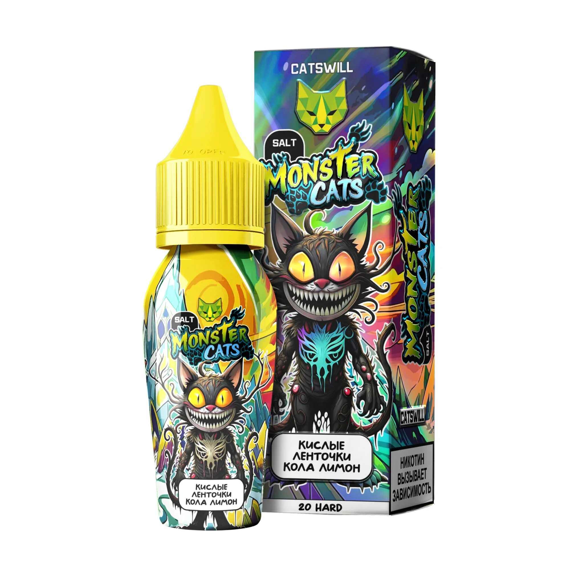 Жидкость Catswill Monster Cats 20 мг Кислые Ленточки Кола Лимон 30 мл