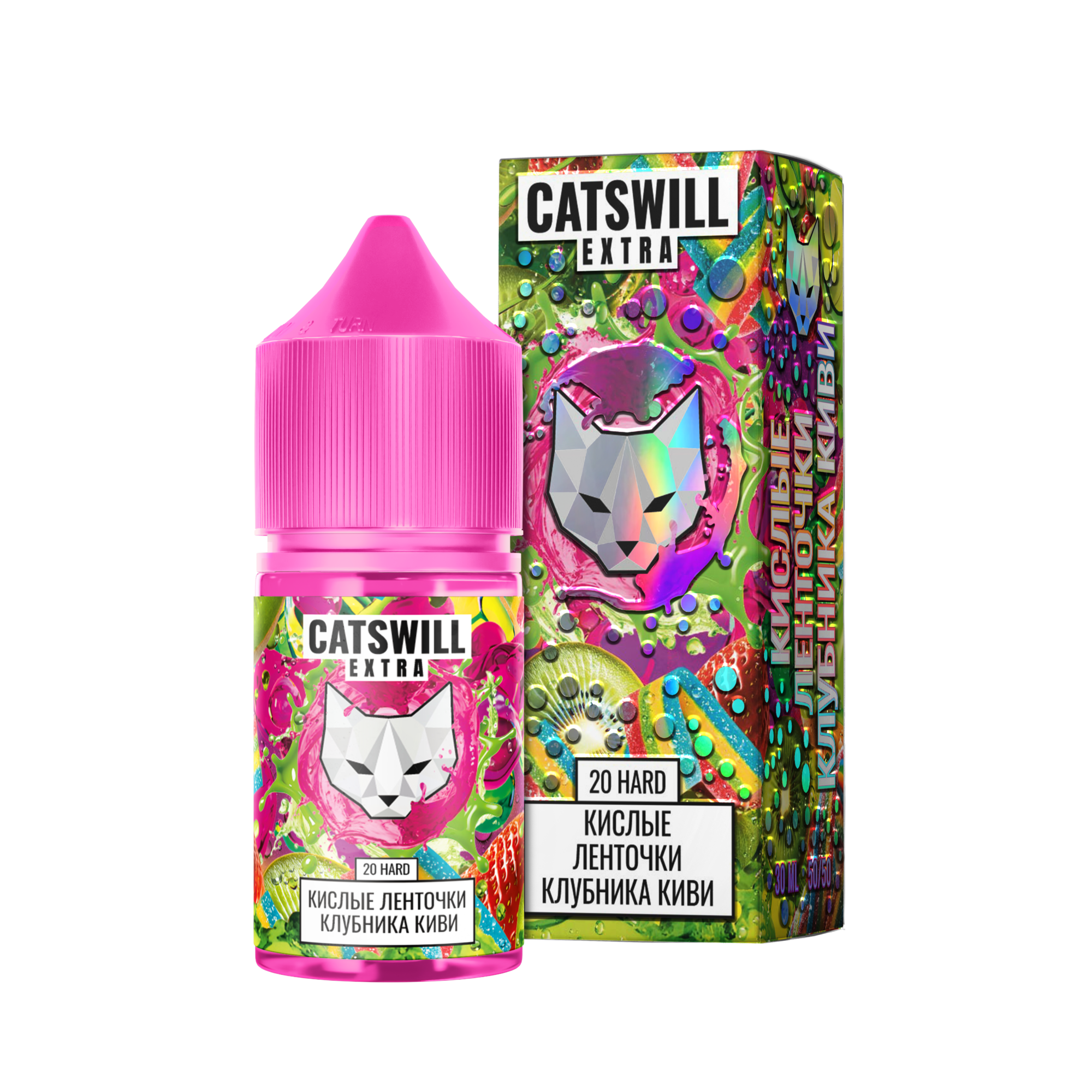 Жидкость Catswill Extra Strong Кислые Ленточки Клубника Киви 30 мл