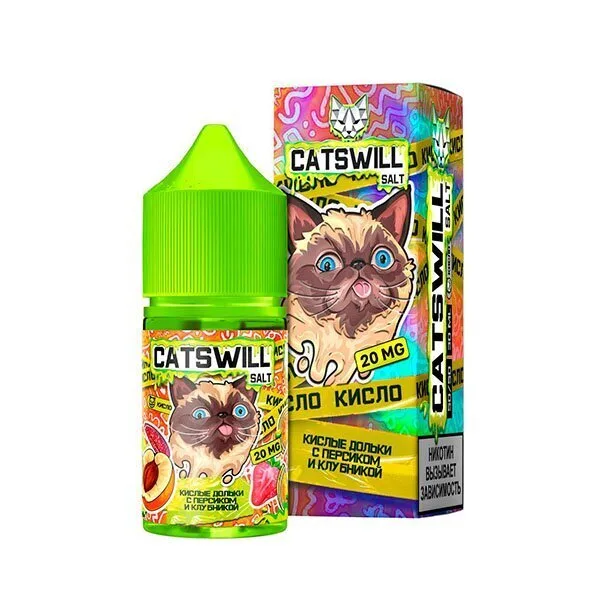 Жидкость Catswill Strong Кислые Дольки Персик Клубника 30 мл