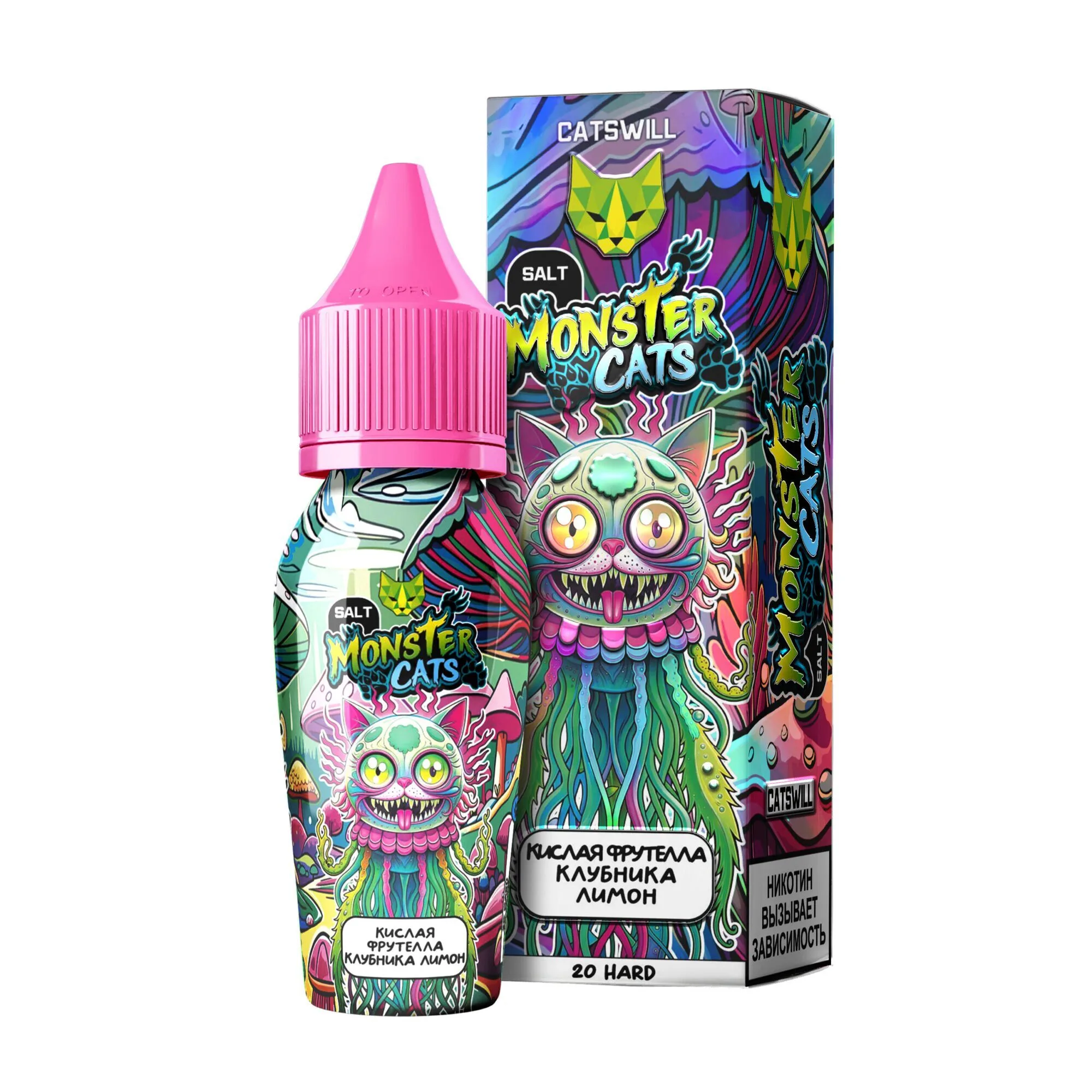 Жидкость Catswill Monster Cats 20 мг Кислая Фрутелла Клубника Лимон 30 мл