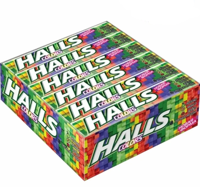 Карамель леденцовая HALLS COLORS ассорти 25 гр*12*30