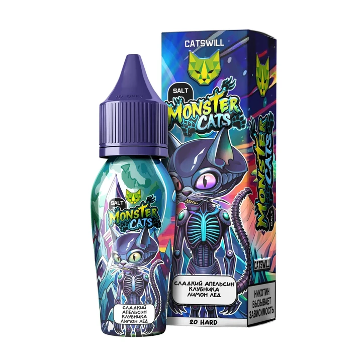 Жидкость Catswill Monster Cats Strong Сладкий Апельсин Клубника Лимон Лёд 30 мл