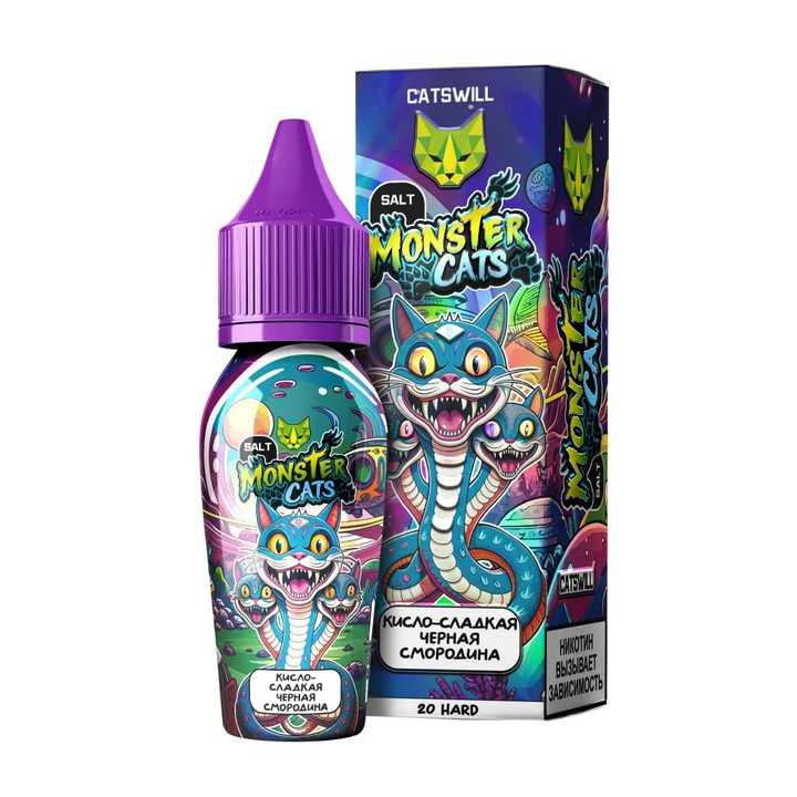 Жидкость Catswill Monster Cats 20 мг Кисло-Сладкая Чёрная Смородина 30 мл