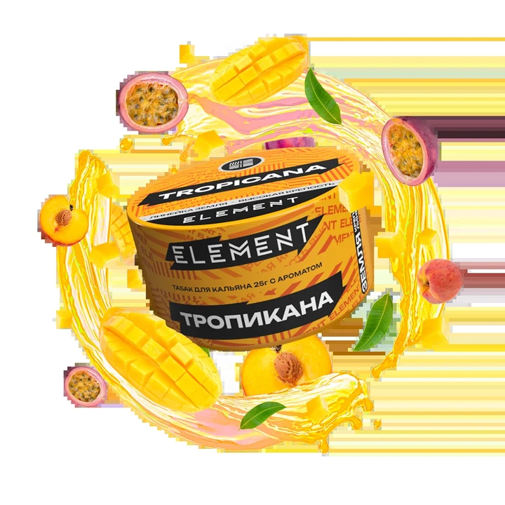 Табак для кальяна Element Tropicana (Персик Манго Маракуйя) Earth 25 гр