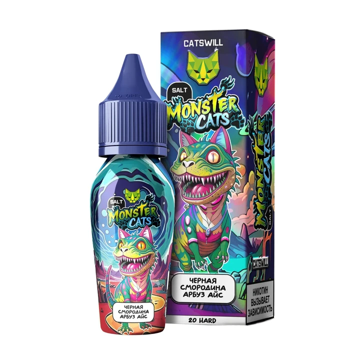 Жидкость Catswill Monster Cats 20 мг Чёрная Смородина Арбуз Айс 30 мл